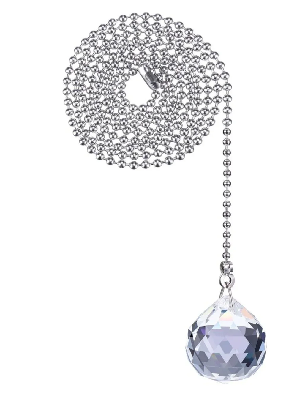 Crystal Faceted Ball Pendant Ceiling Fan Pull Chain Extension